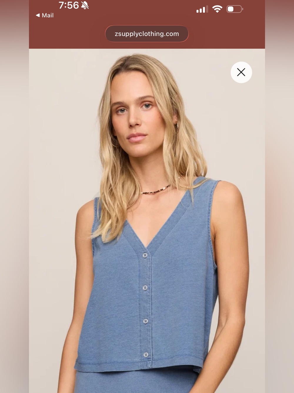 Solace vneck Jersey denim tank & denim pant (set)